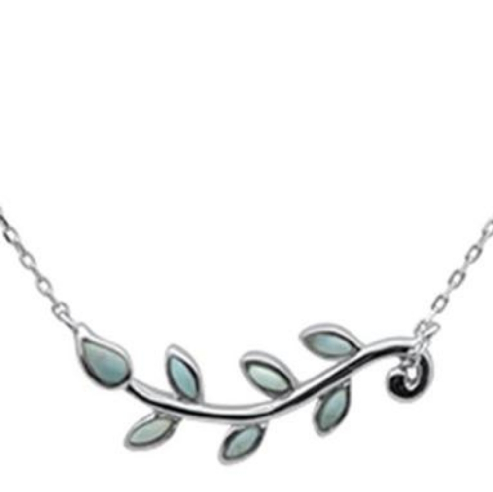 natural larimar olive branch leaf design , 925 ste